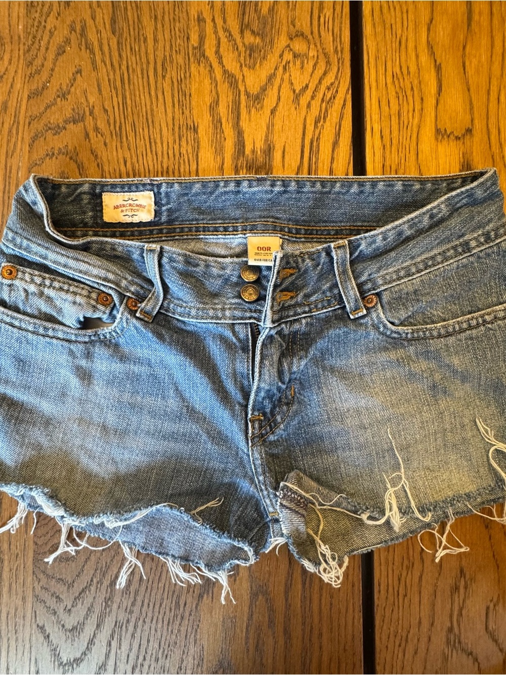 Y2K Abercrombie & Fitch Micro Mini Shorts Sz 00R Ultra low Rise Hot Pants Raw 00